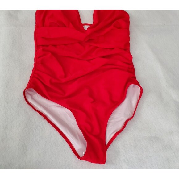 Swimsuit Red Size M Tummy Control Halter Style 1 Piece - Picture 5 of 14